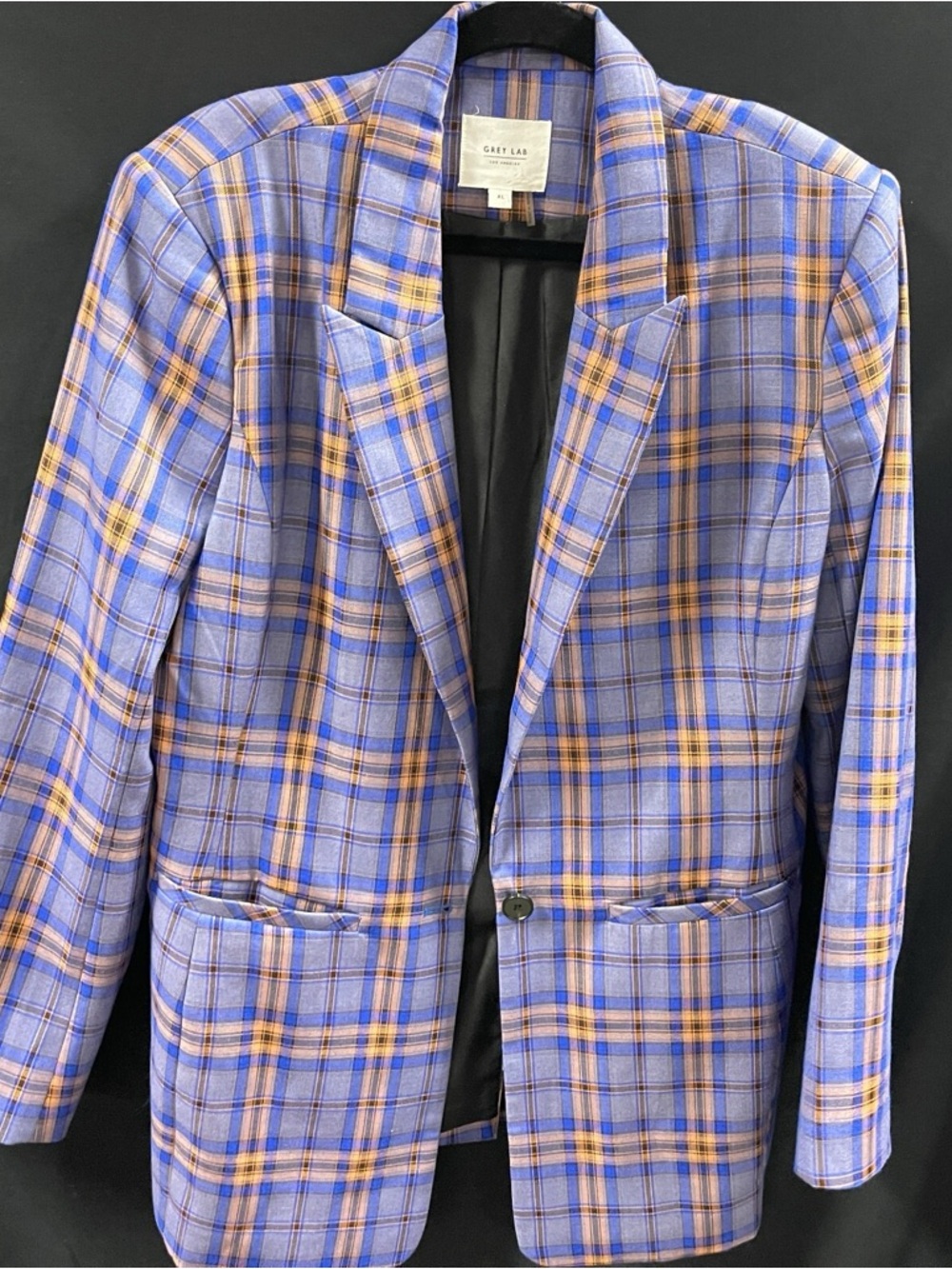 GREY LAB Purple and Orange Plaid Blazer - Size Small